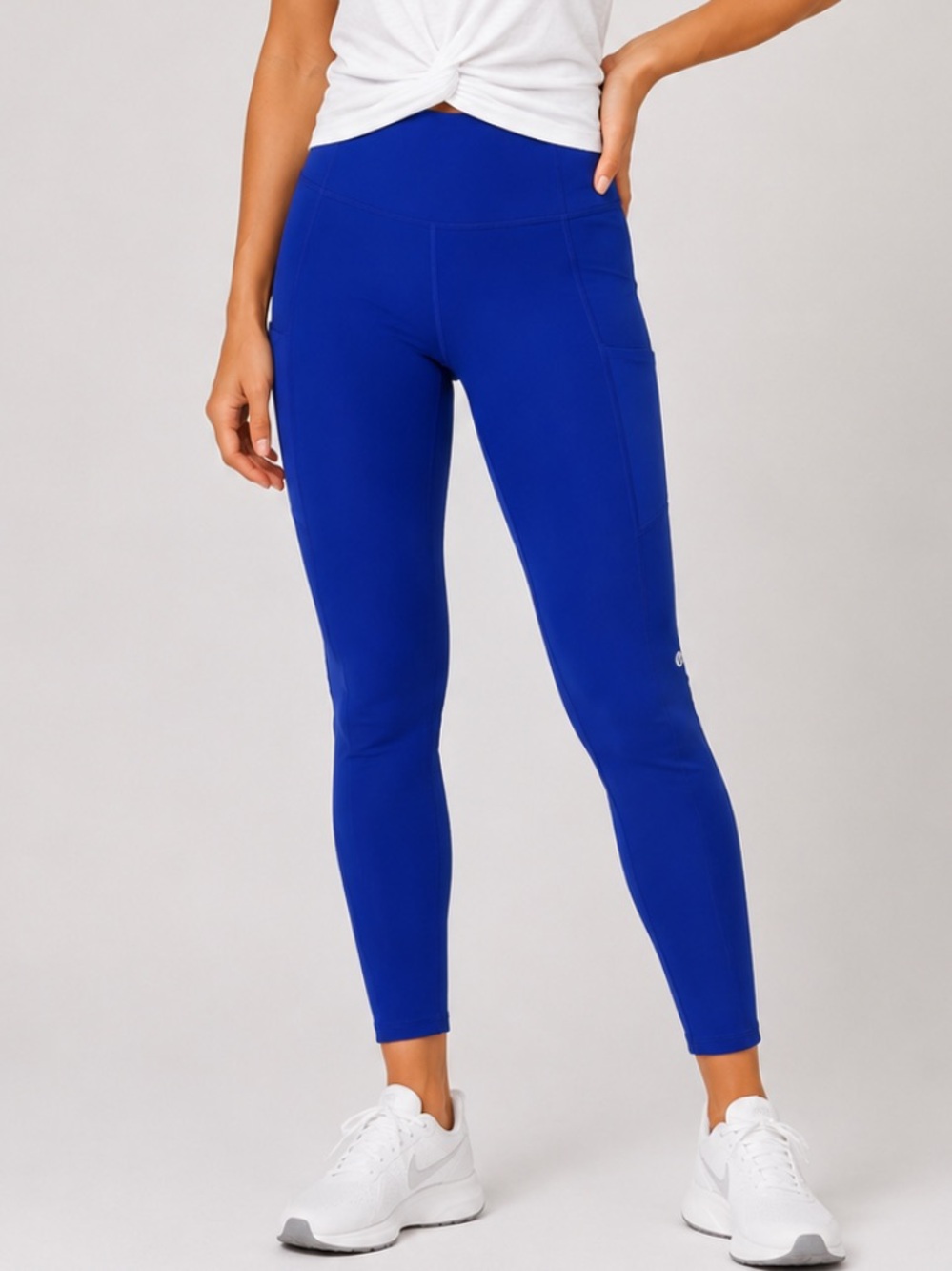 Lululemon High-Rise Royal Blue Active Leggings with Side Pocket Sz 8